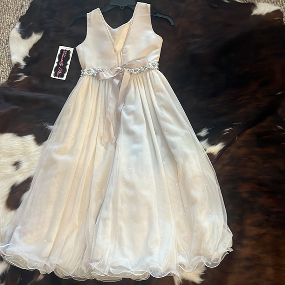NWT Champagne Bridesmaid/Jr. Bridesmaid/Flower Girl Dress Sz. 8 - Picture 3 of 6
